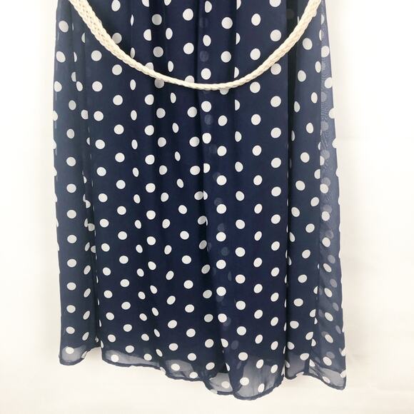 Alyx Sleeveless Polka Dot Blue A Line Dress Size 10 - Picture 10 of 12
